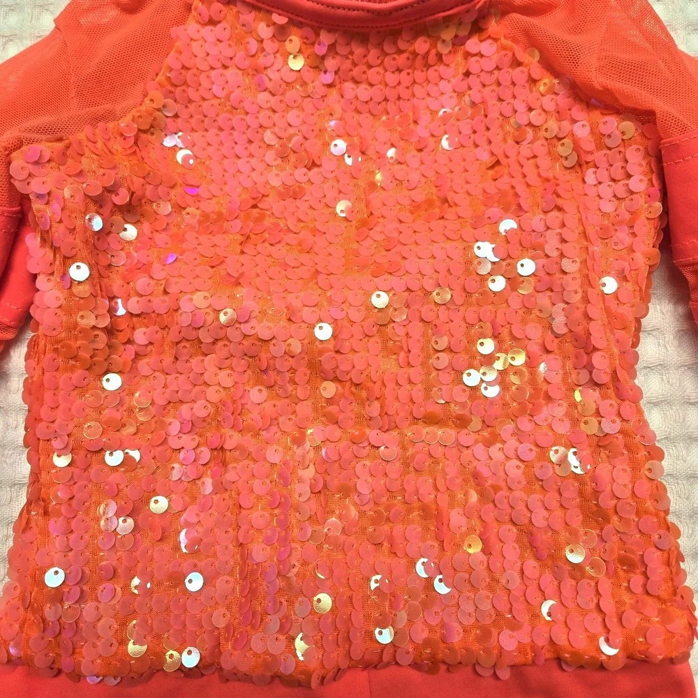 Weissman Acro Dance Costume Bom Bom 11524 Hot Pink Sequin Biketard SC Child 6